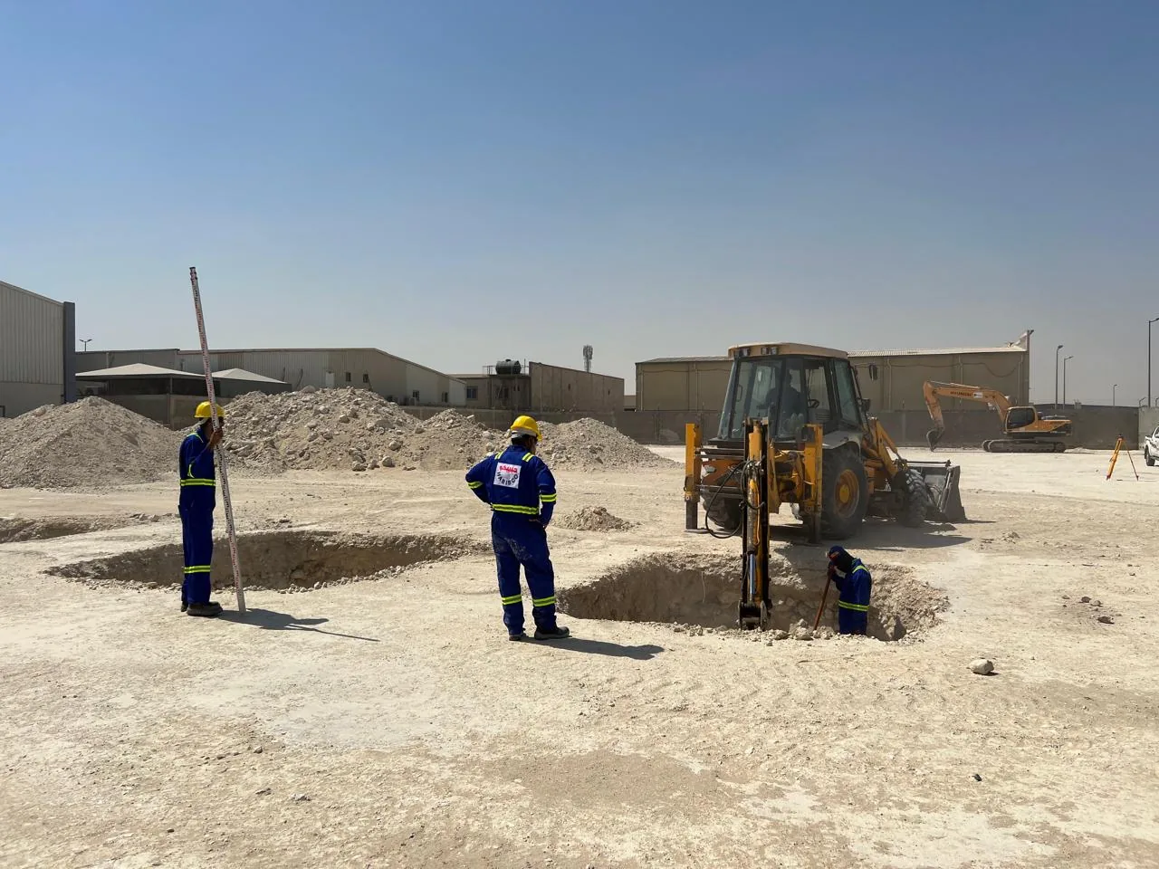 Earthworks and foundation preparation.