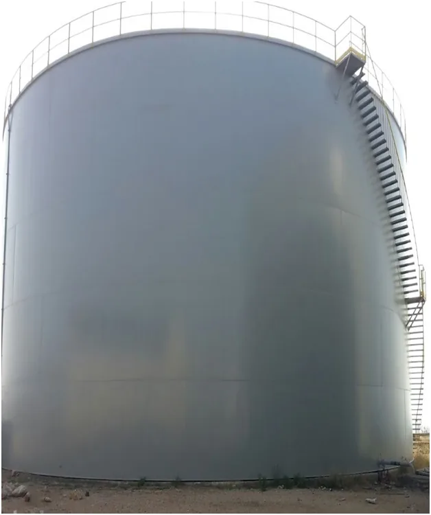 Rehabilitation of 52 metre diameter tank — floor fabrication, painting and sandblasting.