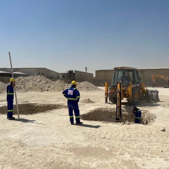 Earthworks and foundation preparation.