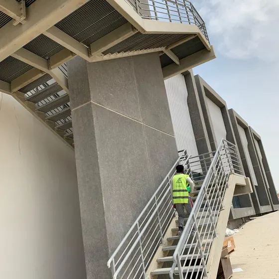 Concrete structure and stairway.