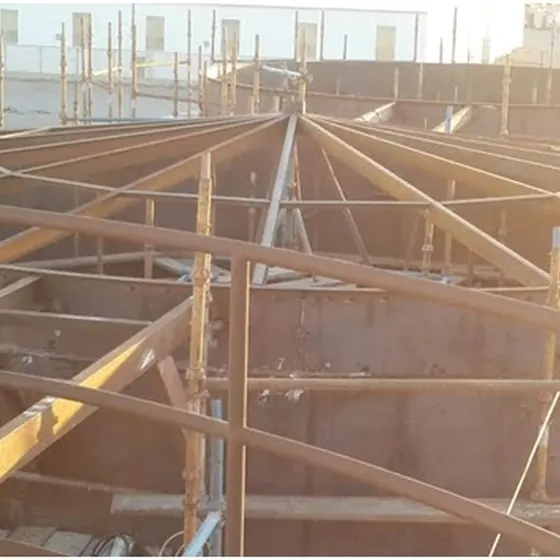 Roof fabrication for palm oil storage tanks.