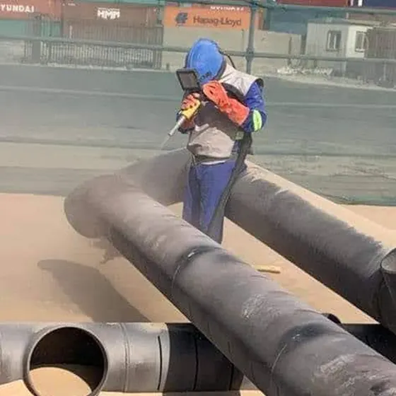 Large-diameter pipe spool fabrication and handling.