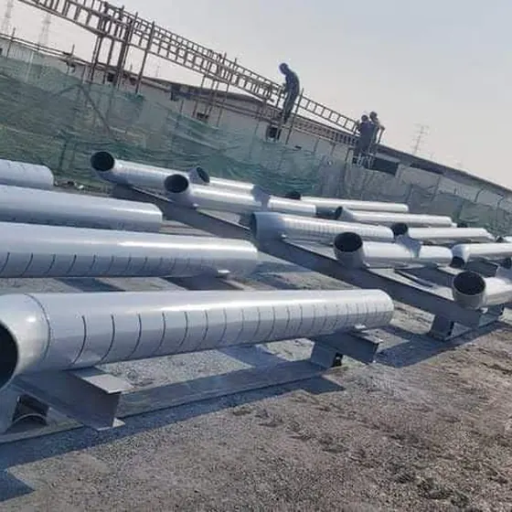 Fabricated line pipe and spools ready for erection.